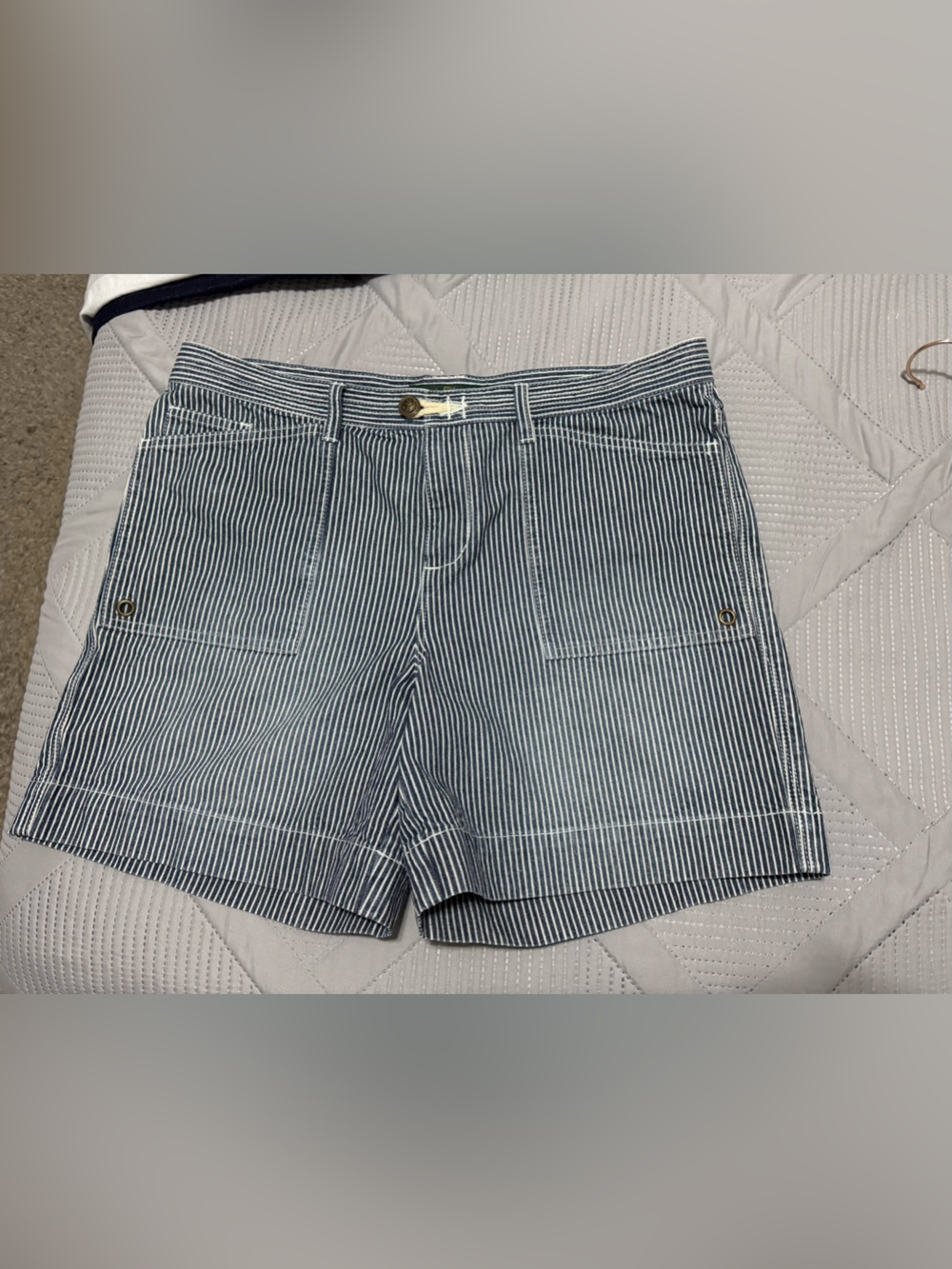 Ralph Lauren Navy and White Striped Flat Front Shorts